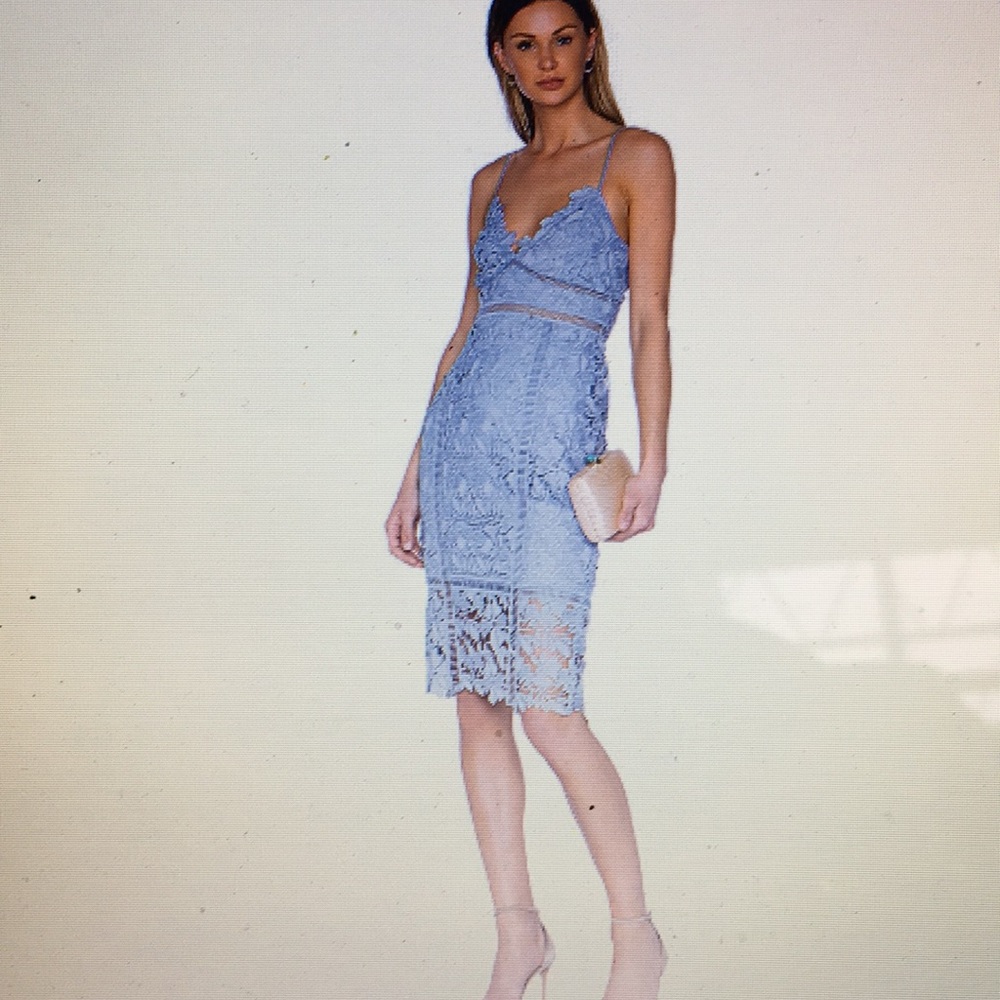 Bardot Botanica Lace Dress in Dusty Blue